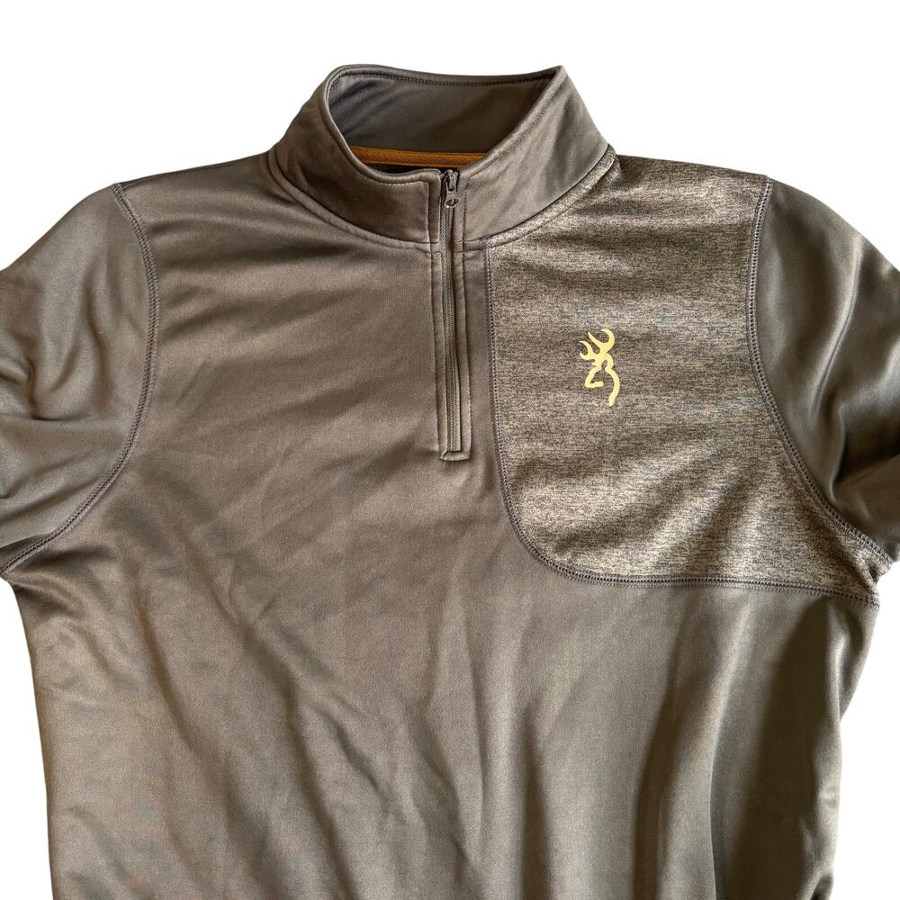 Browning men's Large Fleece Lined‎ Quarter Zip Shirt Olive Drab size medium